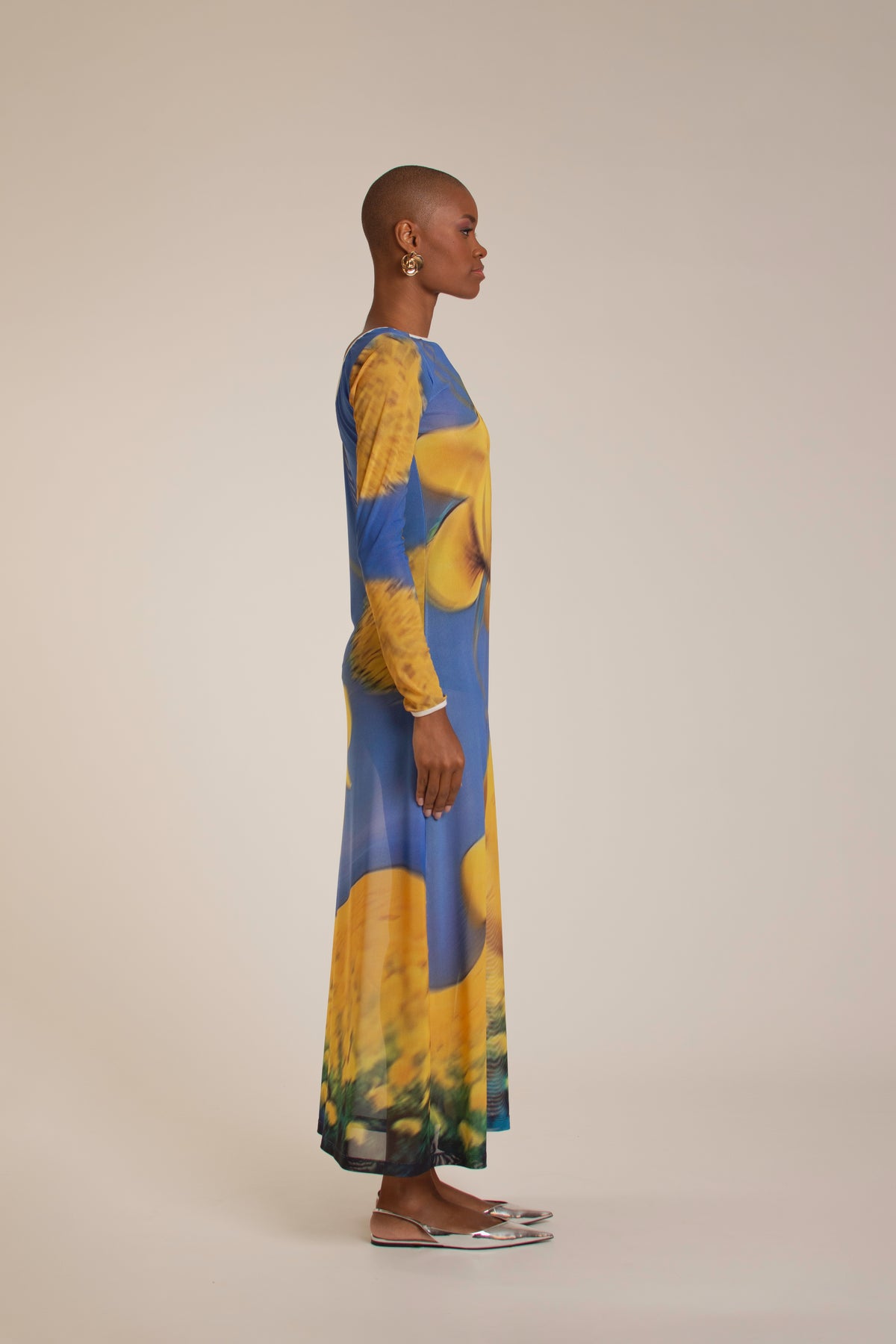 Yellow Flowers Mesh Dress