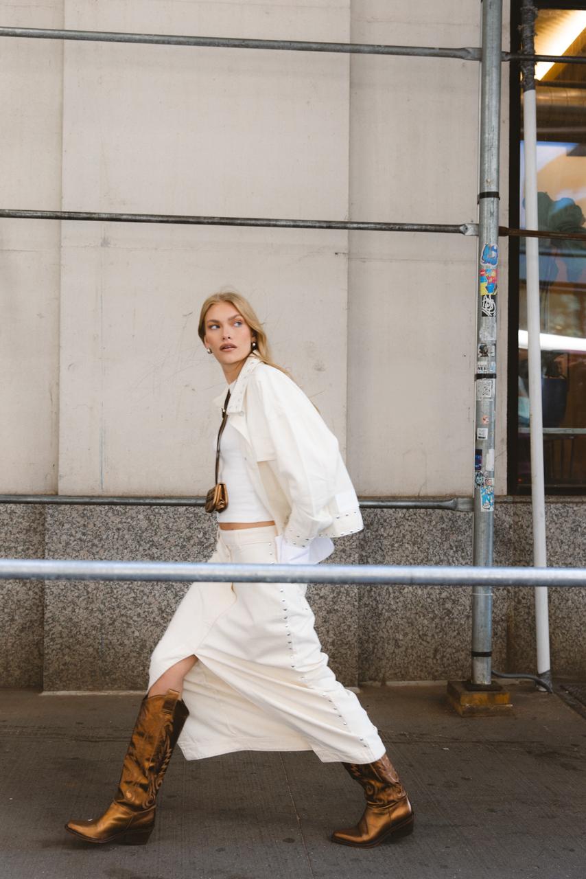 White Denim Skirt