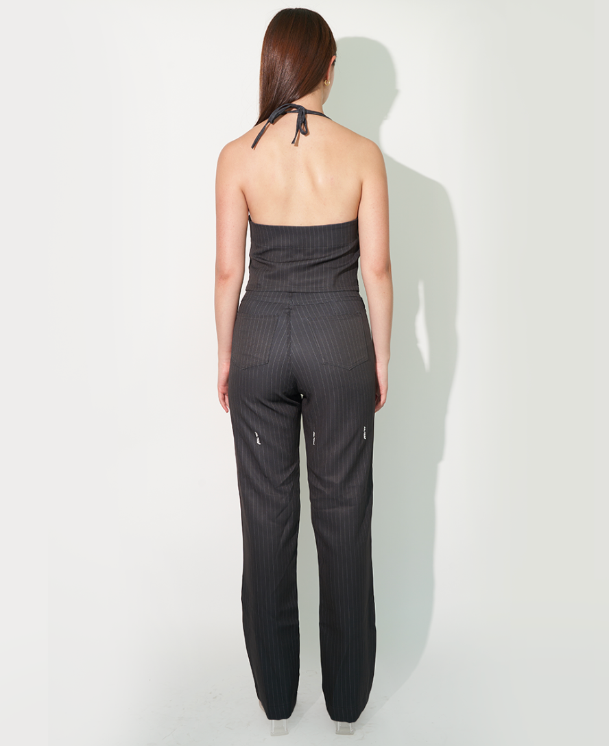 Howdy Pants in Black Pinestripe