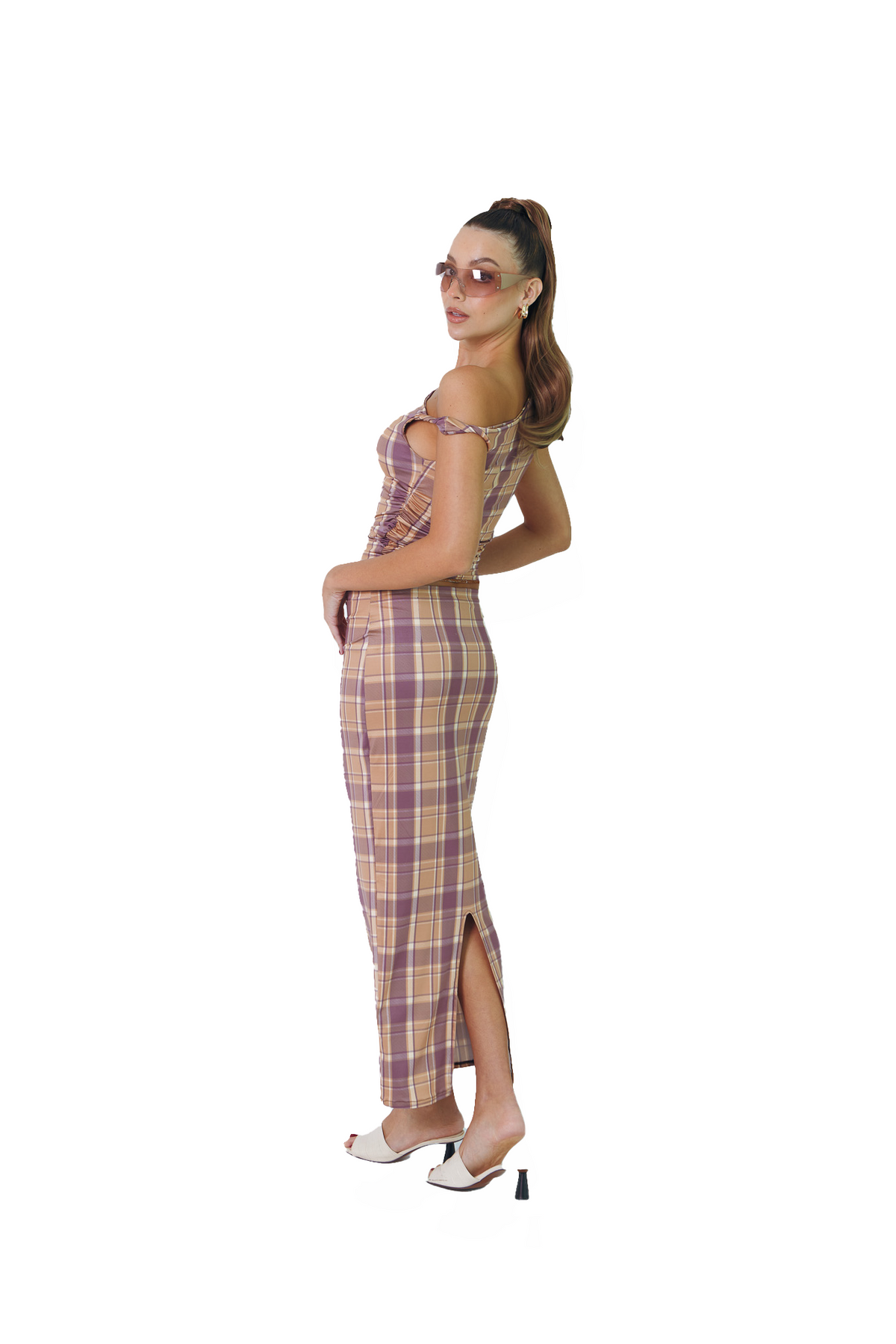 Purple Tartan Long Skirt