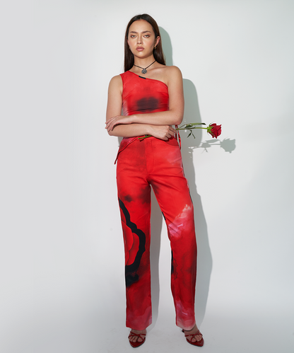 HOWDY  PANTS  IN  ROSE  RED