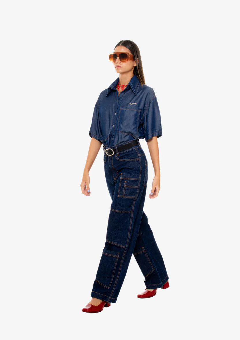 Cargo Dark Wash Denim Pants