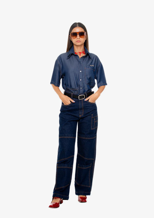 Cargo Dark Wash Denim Pants
