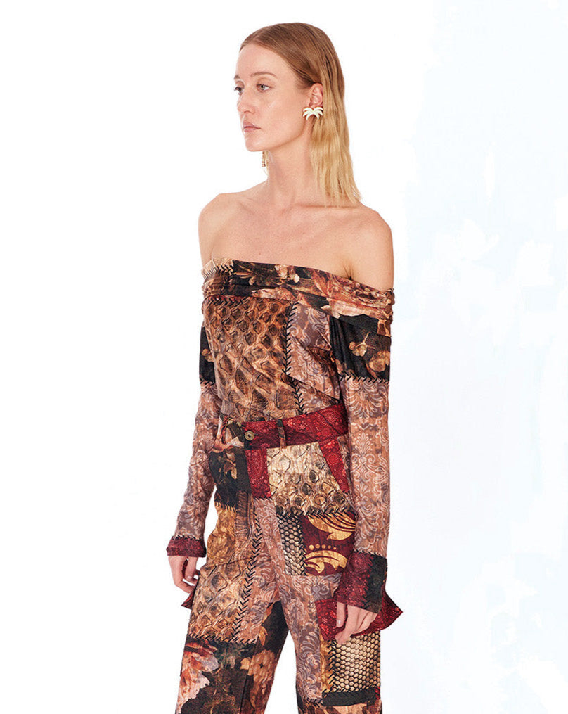 Off Shoulder Top in Patchwork
