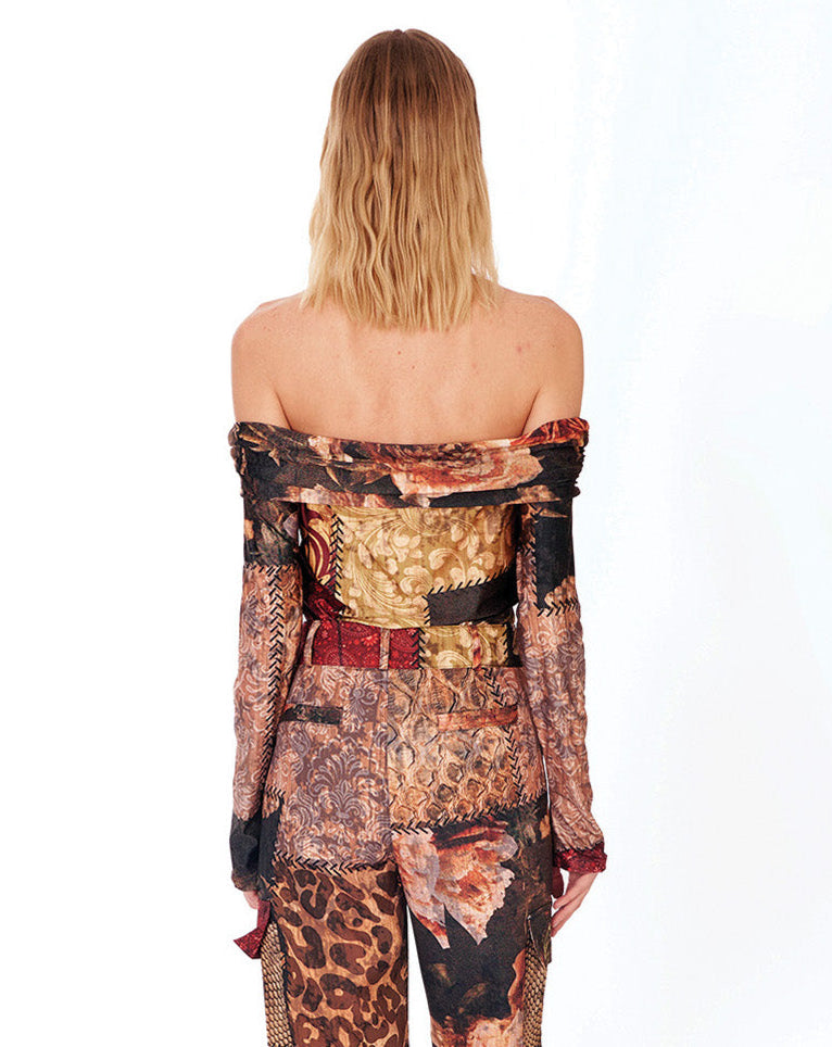 Off Shoulder Top in Patchwork