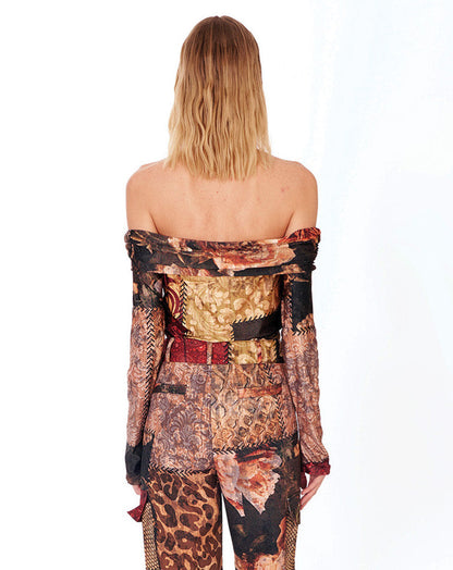Off Shoulder Top in Patchwork