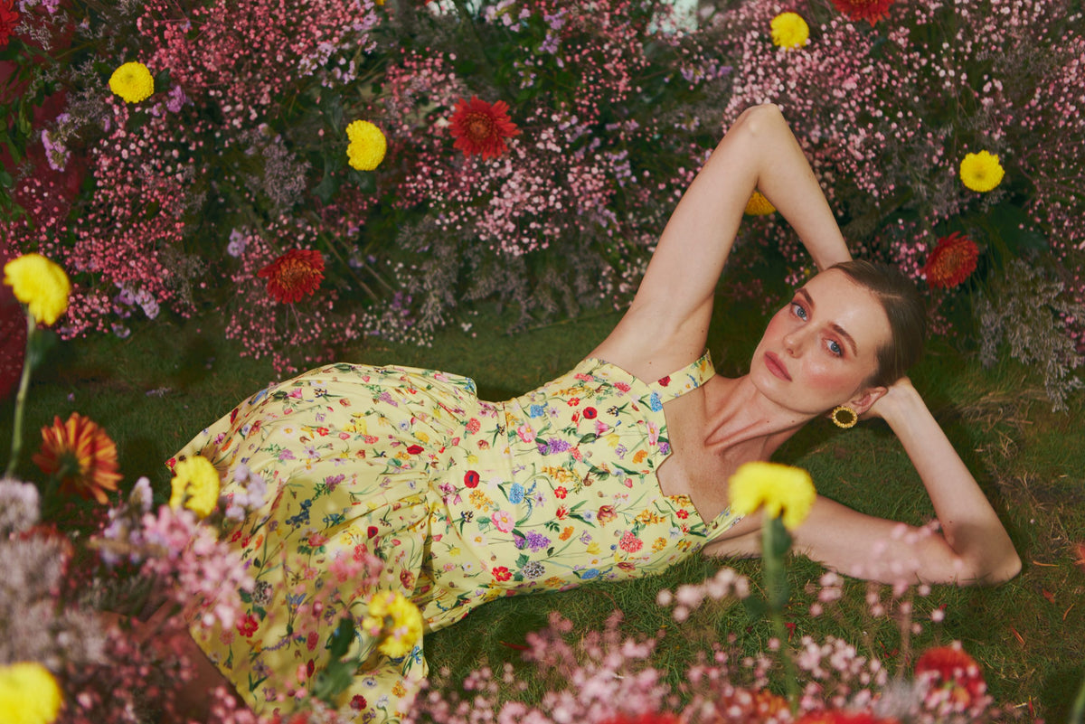 Yellow Blossom Mini Dress