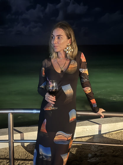Sunset Mesh Long Dress