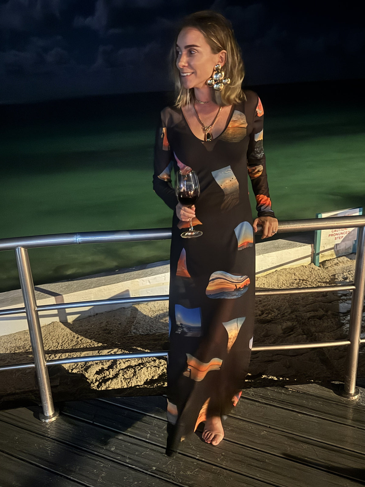 Sunset Mesh Long Dress