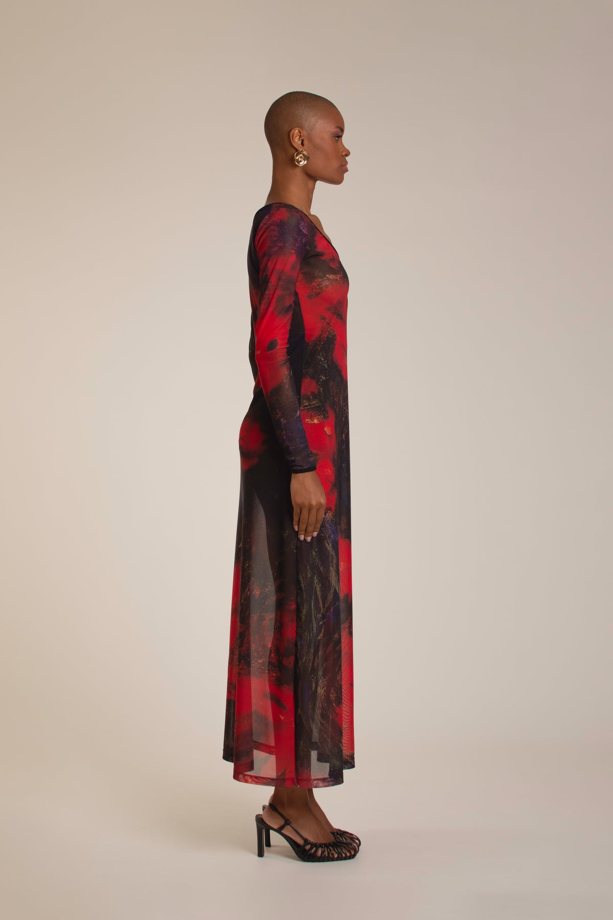 Red Roses Mesh Dress