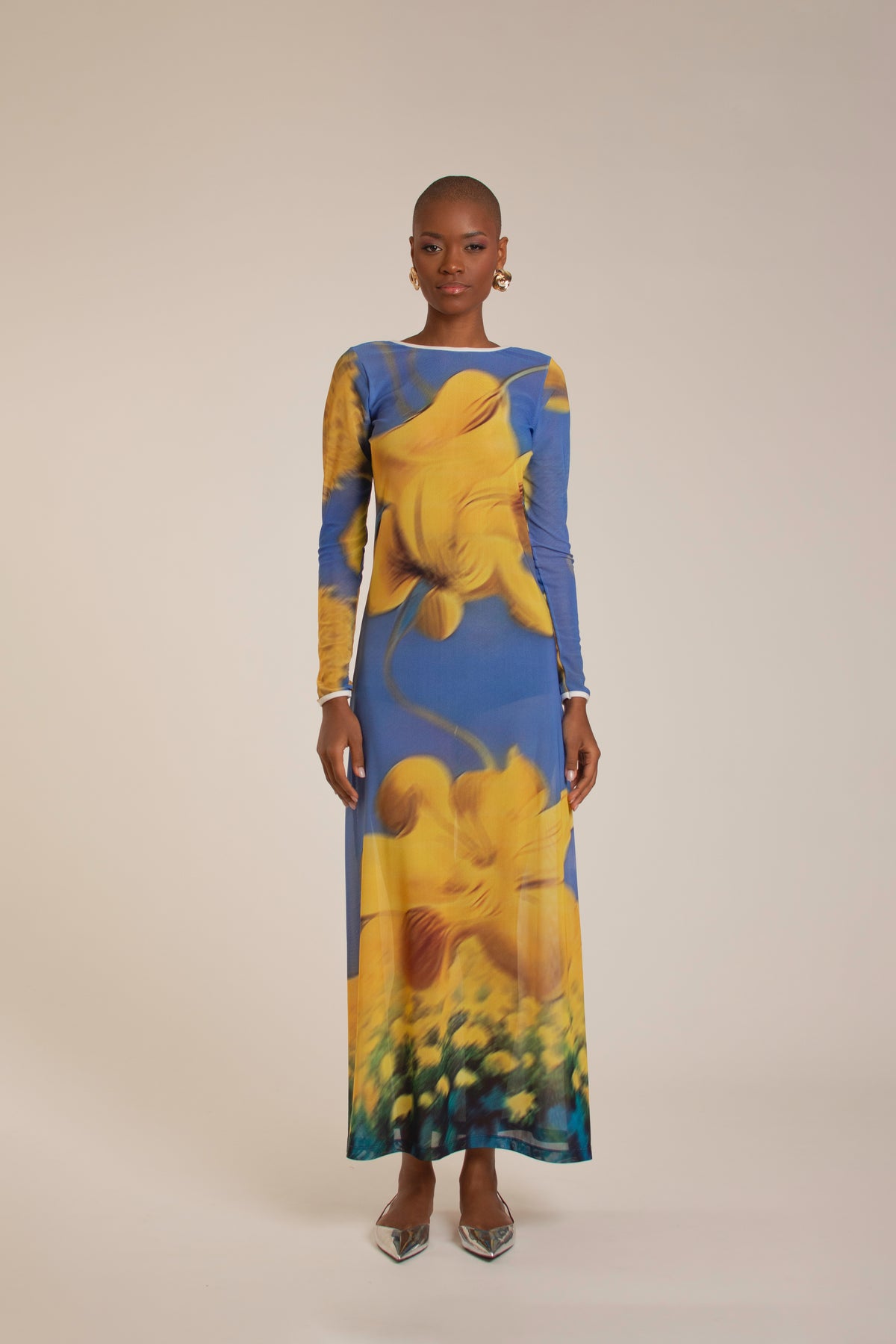 Yellow Flowers Mesh Dress
