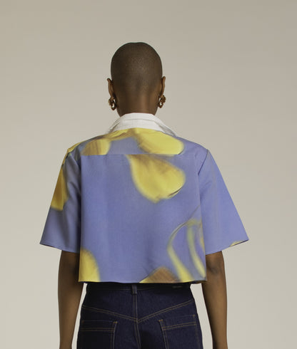 Yellow Flowers V Neck Shirt