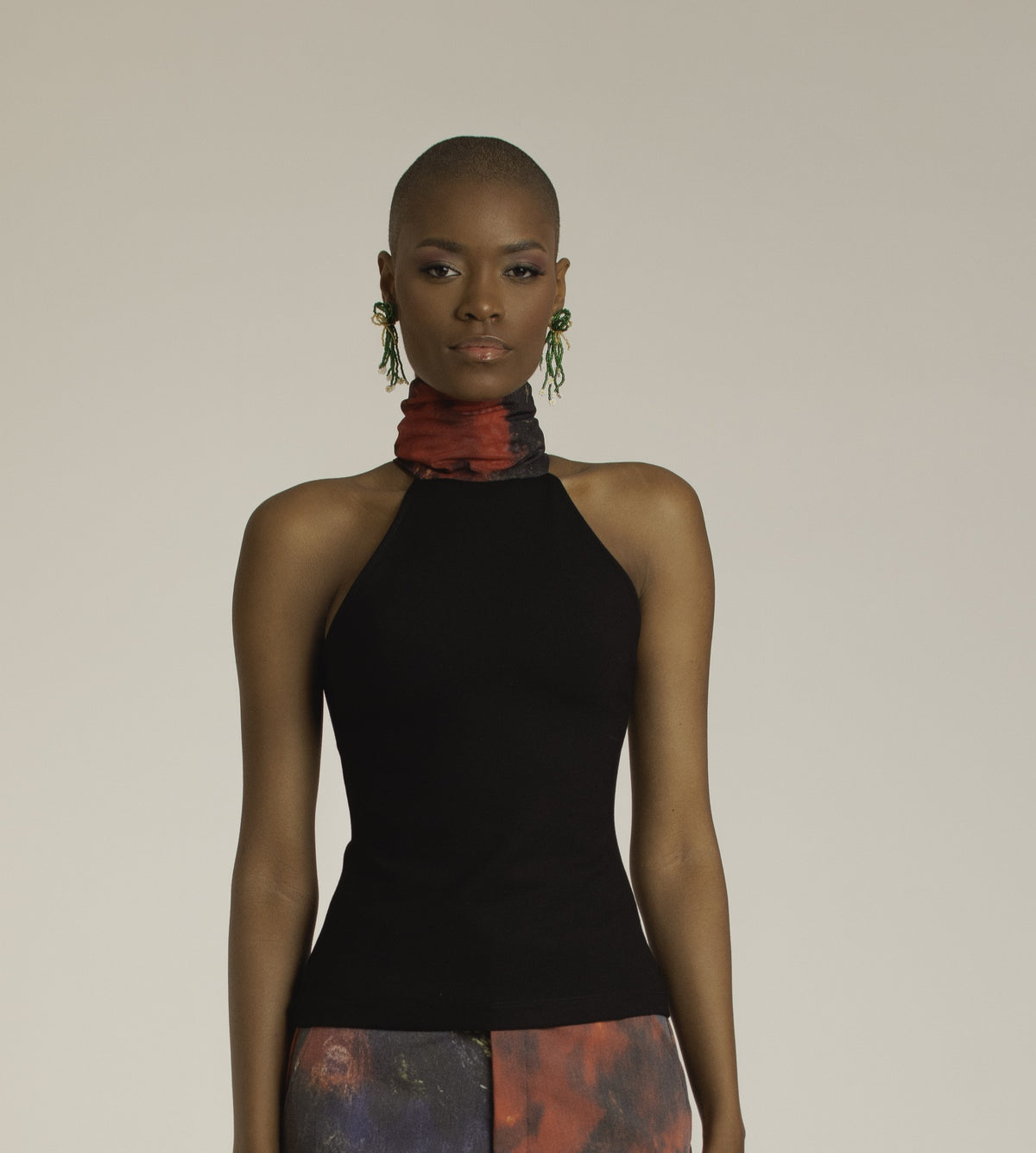 Red Roses Black Turtleneck Top