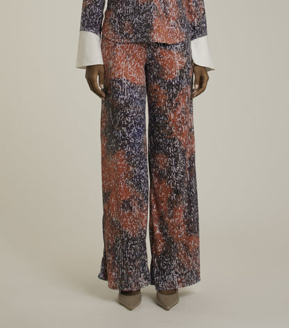 Red Roses Flare Sequins Pants