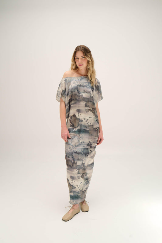 Vestido drapeado Turquesa