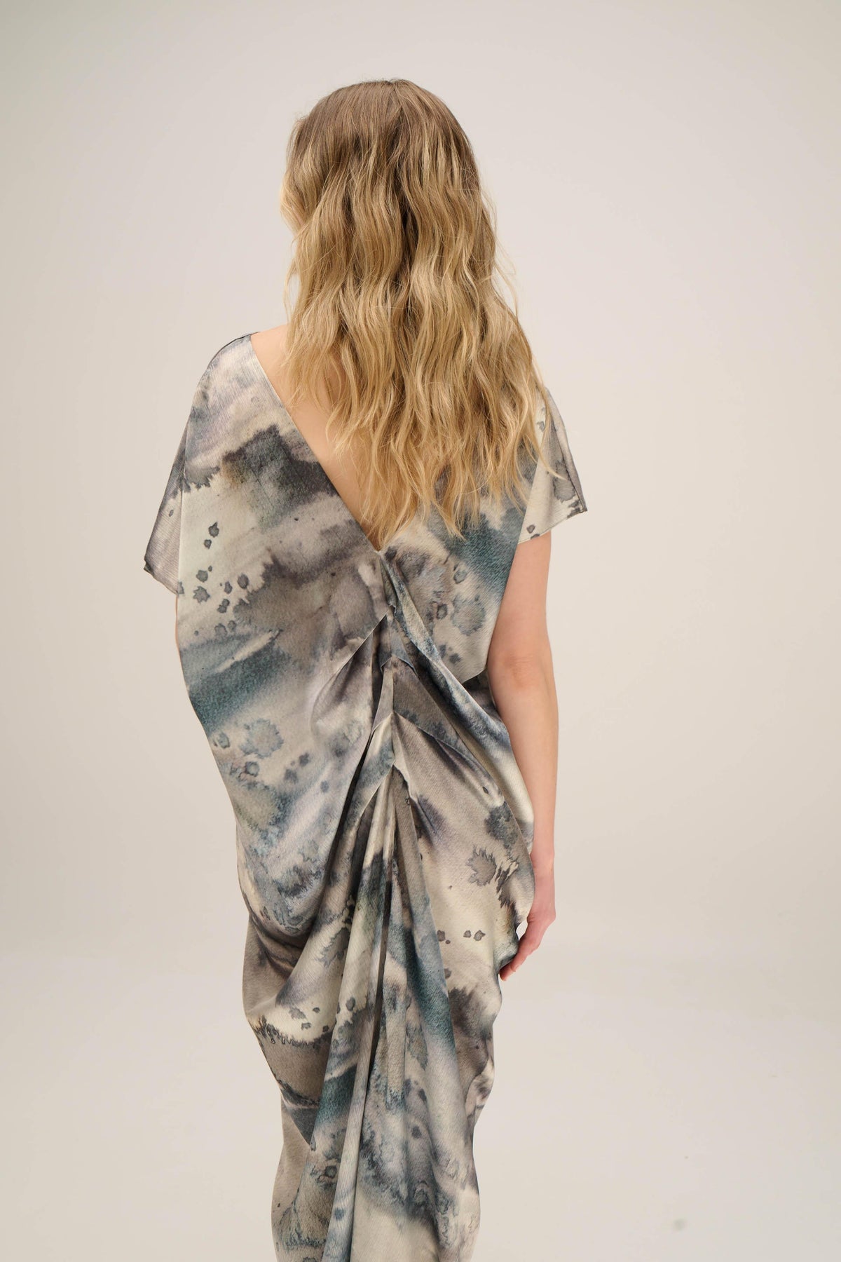 Vestido drapeado Turquesa - espalda