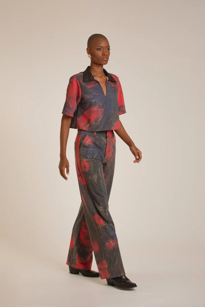 Red Roses Straight Leg Pants