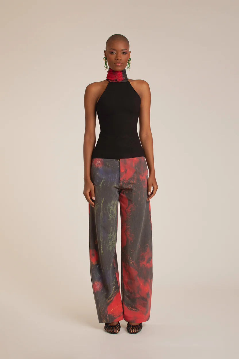 Red Roses Straight Leg Pants
