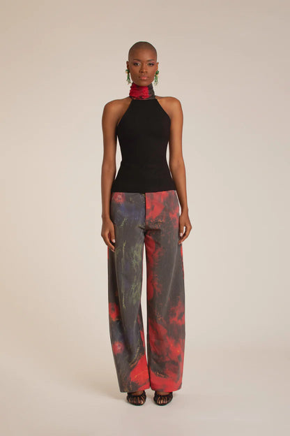 Red Roses Straight Leg Pants