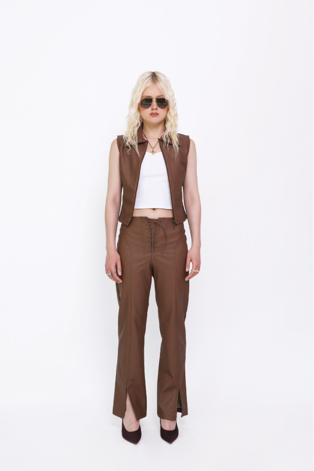 Zip Top Brown Leather