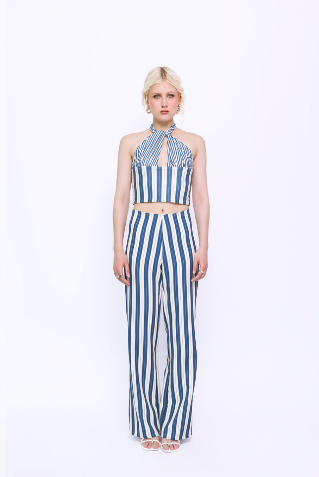 Halter Top in Midnight Stripes