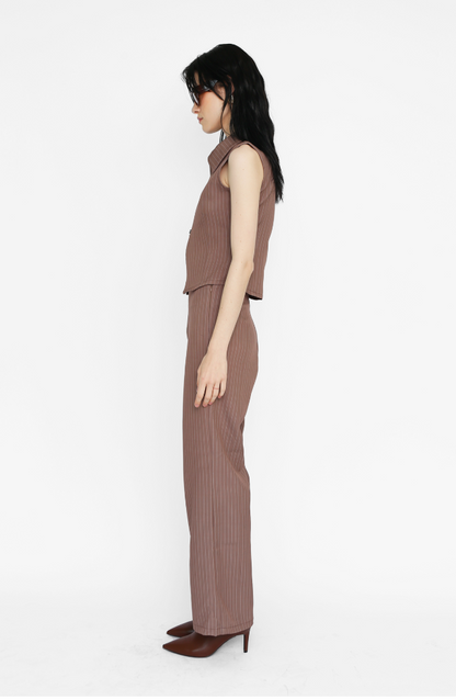 Everyday Pants in Brown Pinstripe
