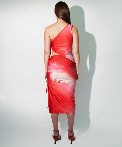 Drawstring Skirt in Rose Red