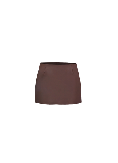 Mini Skirt in Brown Leather