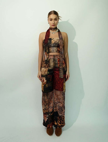 Strapless Top Necktie in Patchwork