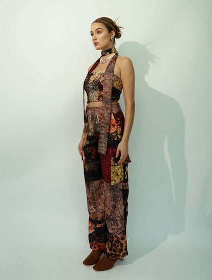 Strapless Top Necktie in Patchwork