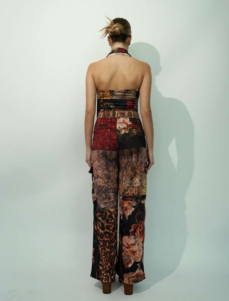 Strapless Top Necktie in Patchwork