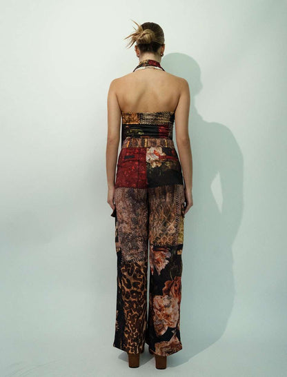 Strapless Top Necktie in Patchwork