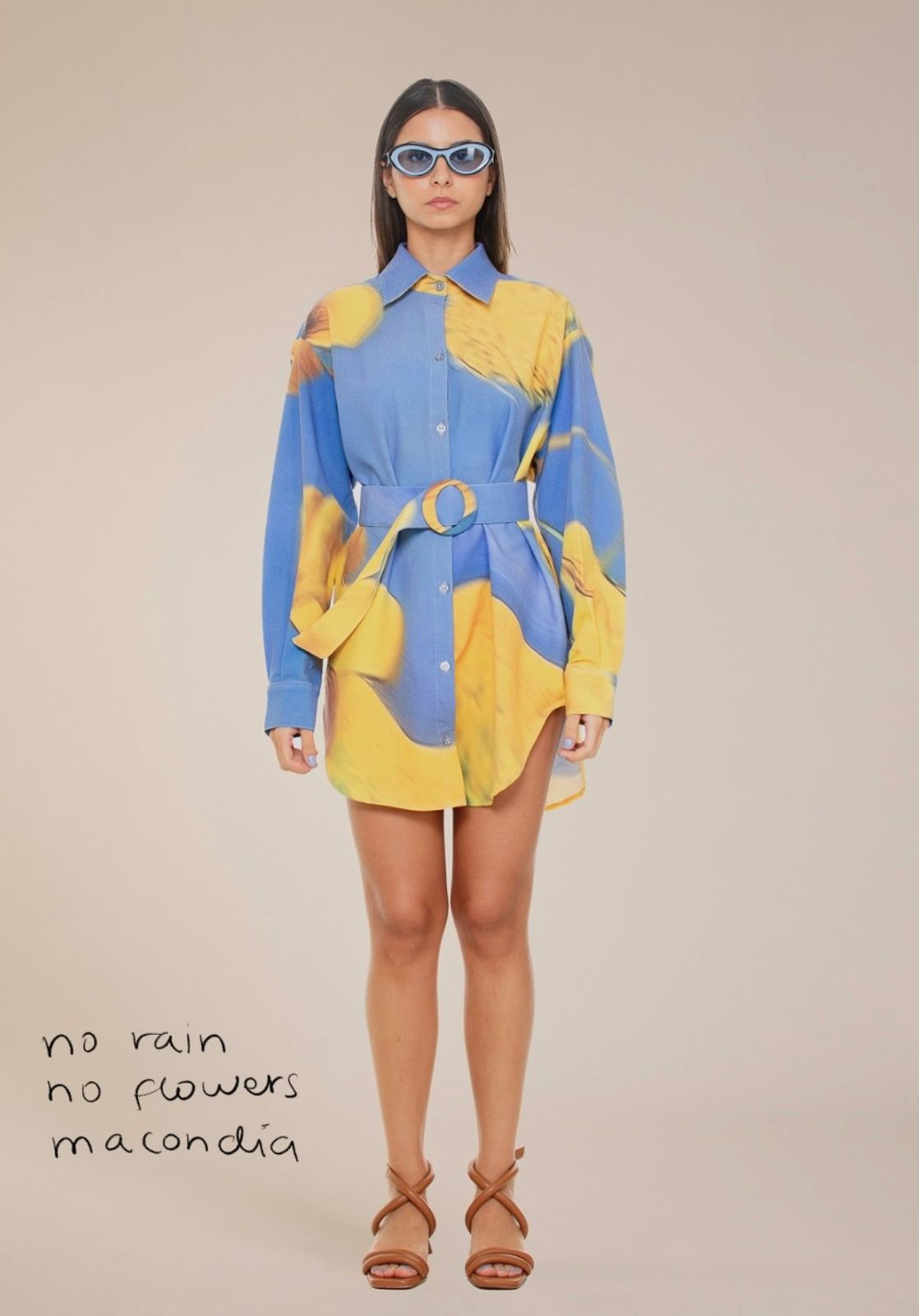 Yellow Flowers Dress Shirt and Belt