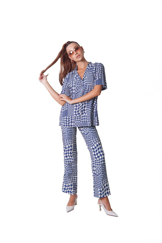 Howdy Pants in Geometrical Blue