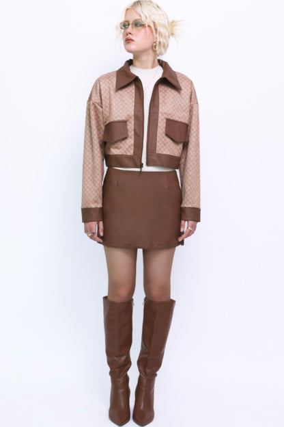 Mini Skirt in Brown Leather