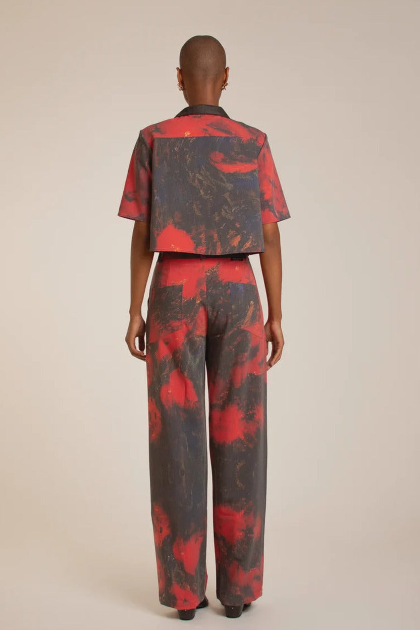 Red Roses Straight Leg Pants