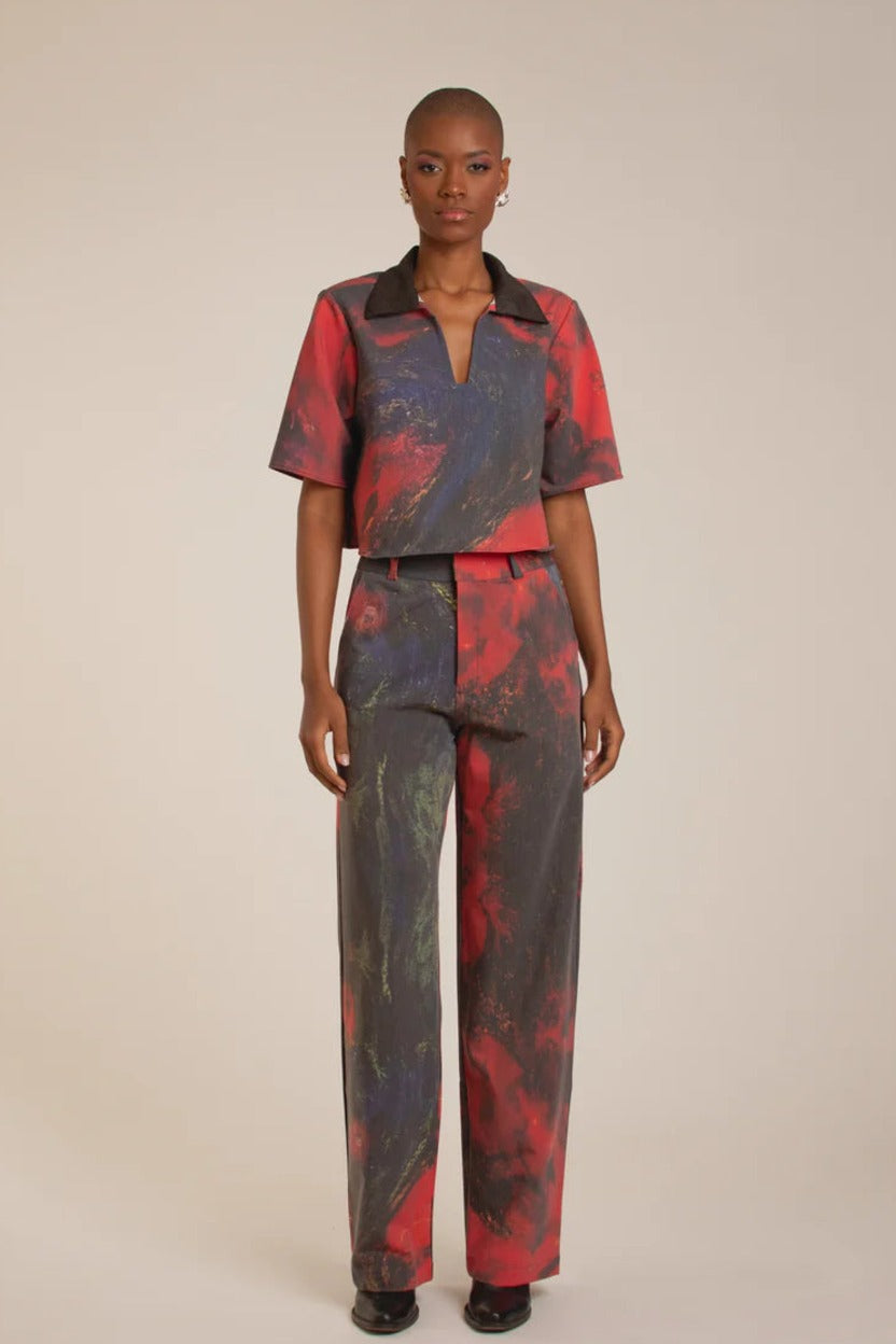 Red Roses Straight Leg Pants