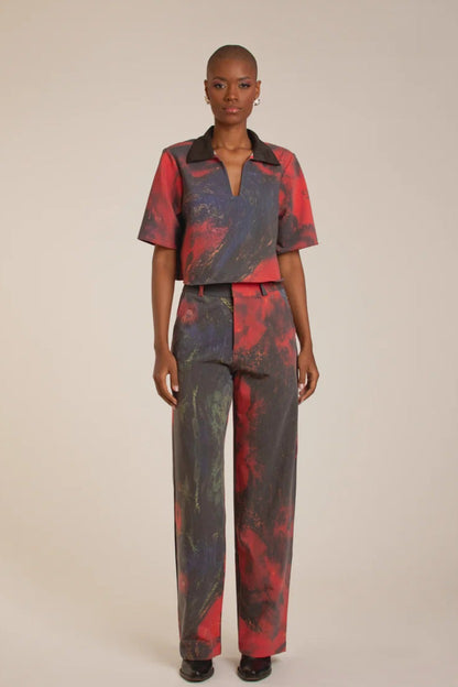 Red Roses Straight Leg Pants