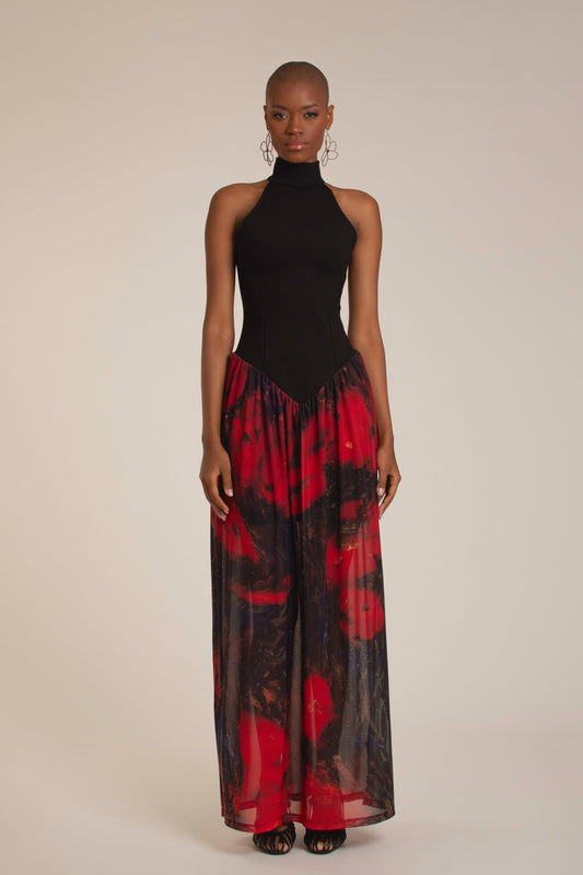 Red Roses Halter Sundress