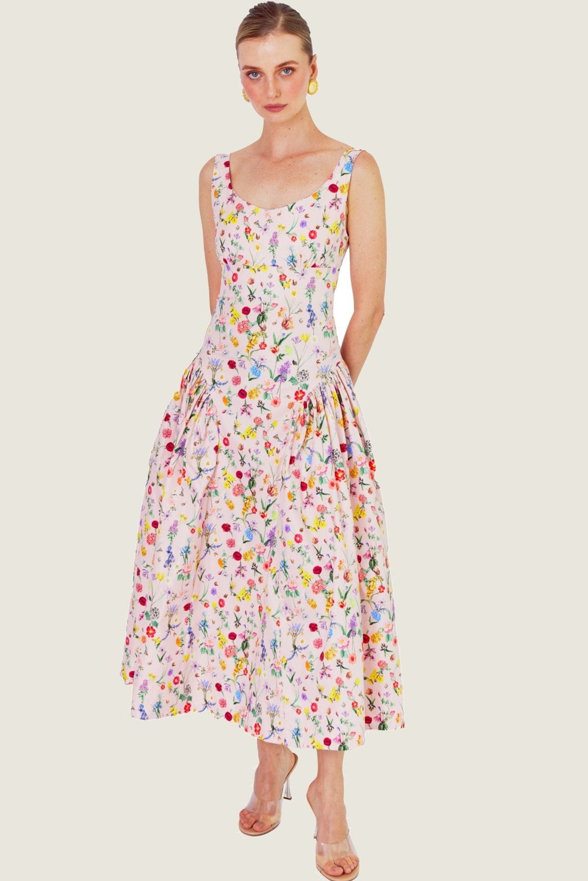 Pink Floral Dawn Midi Dress