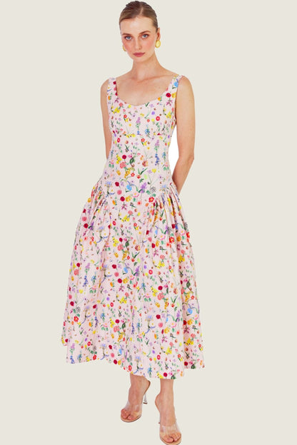 Pink Floral Dawn Midi Dress