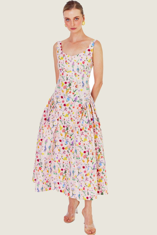 Pink Floral Dawn Midi Dress