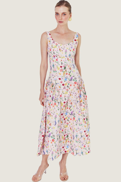 Pink Floral Dawn Midi Dress
