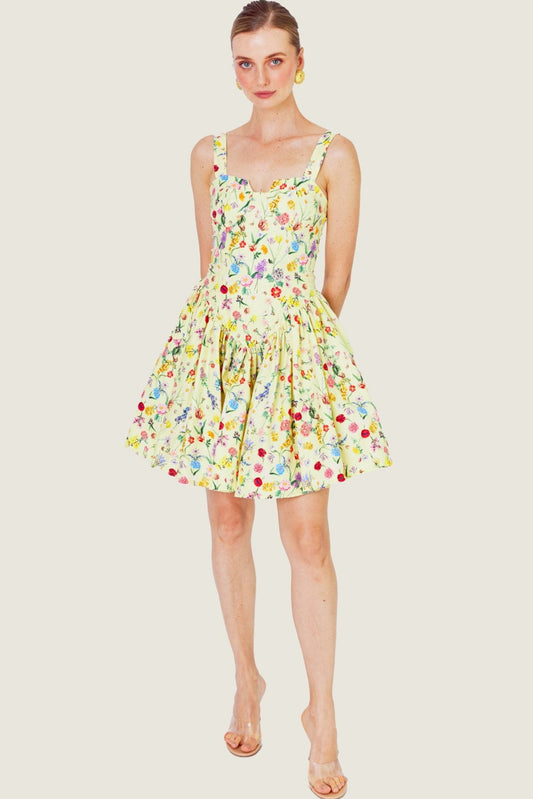 Yellow Blossom Mini Dress