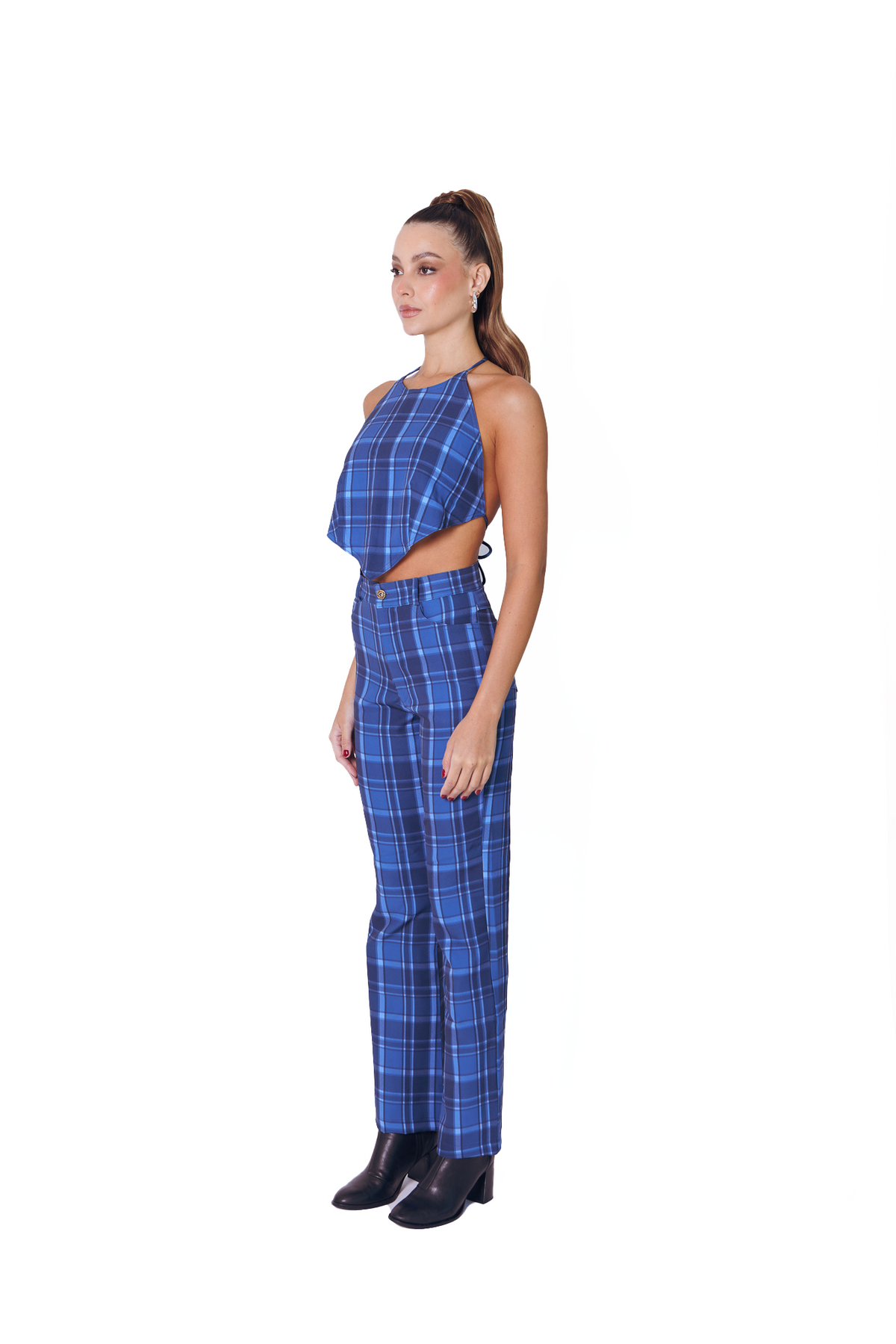 Howdy Pants in Blue Tartan