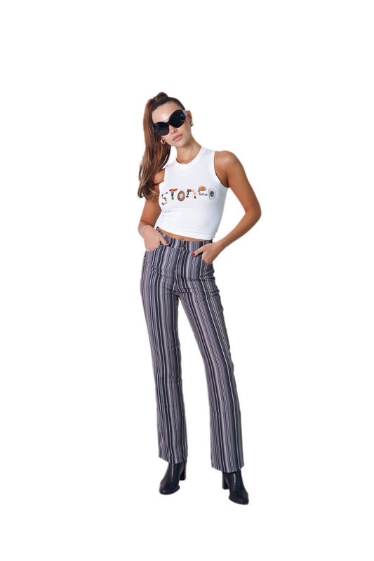 Howdy pants in Black and White Pinstripe