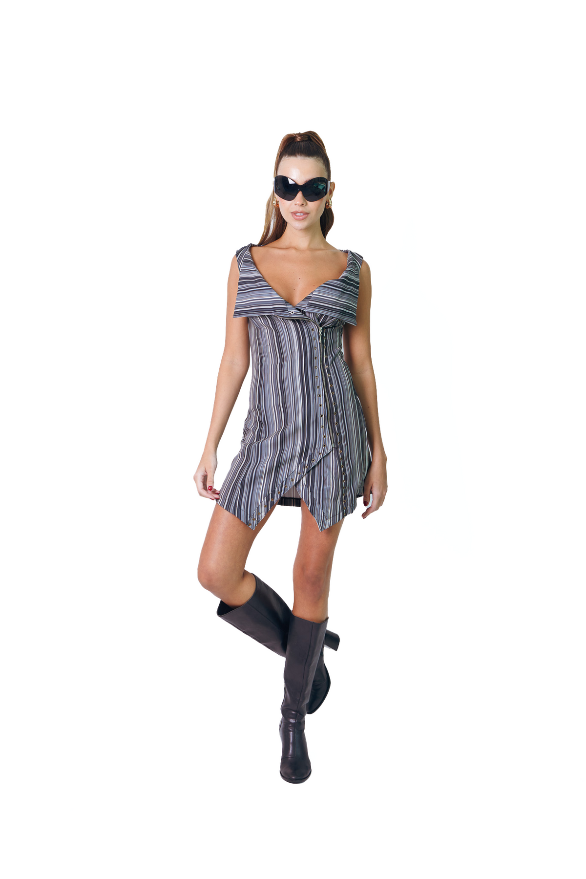 Noir Stripe Mini Dress