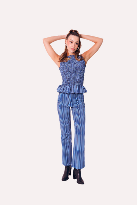 Howdy Pants in Blue Stripes