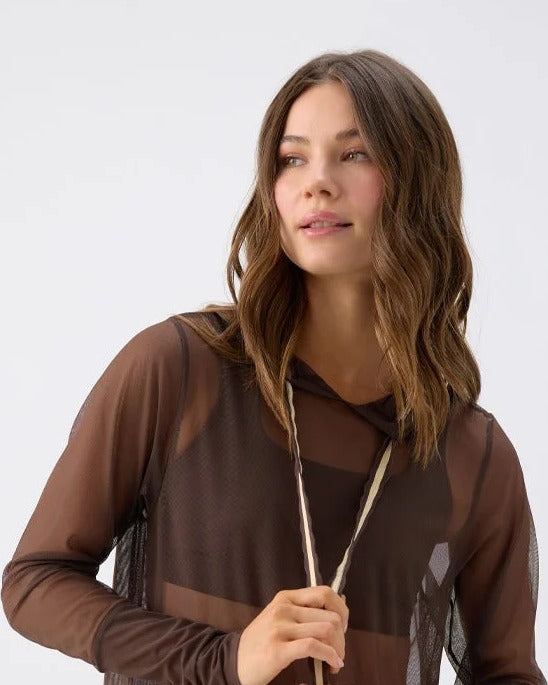 Espresso Veil Mesh Hoodie