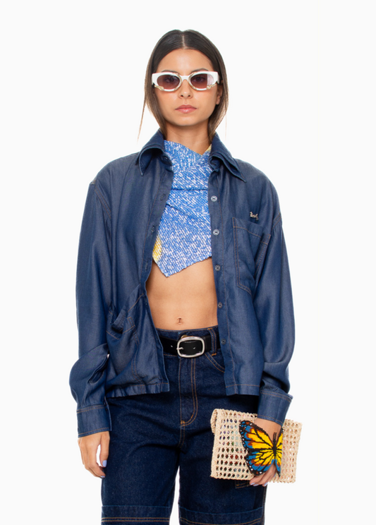 Dark-Wash Long Sleeve Denim